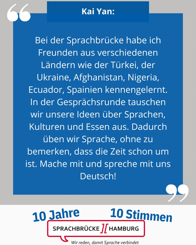 Statement von Kai Yan zu Sprachbrücke-Hamburg e.V.